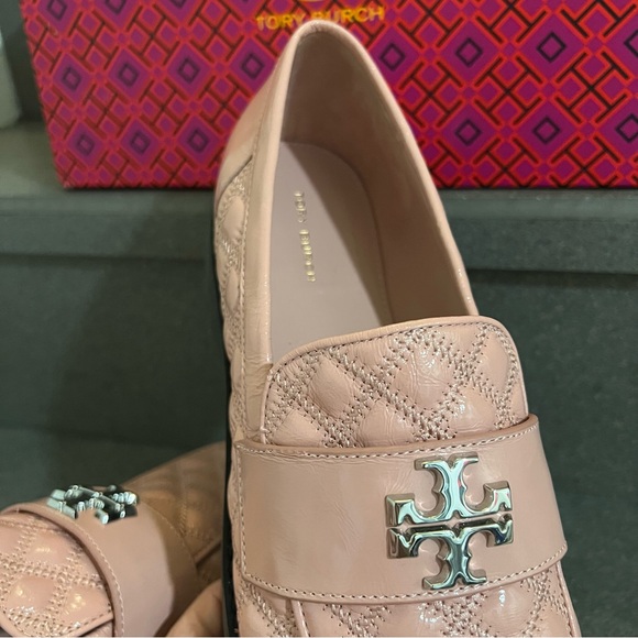 Tory Burch Mini Everly Chunky Quilted Patent Loafer in Rose Sachet, Size 11, NEW - Picture 12 of 17